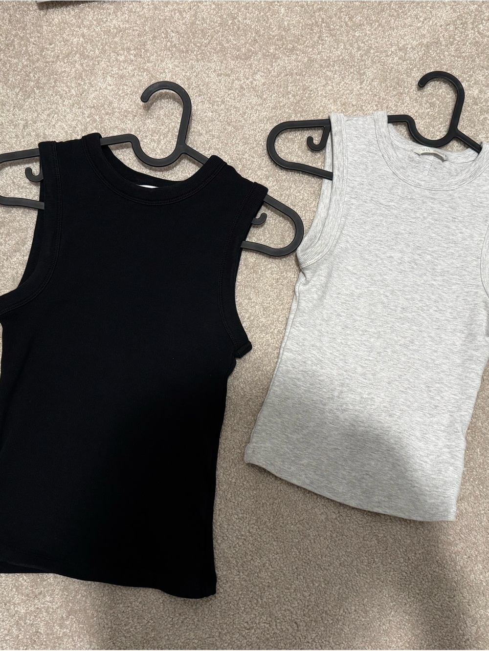 2 for 1 Zara Ribbed Tank Tops - Black & Light Gray